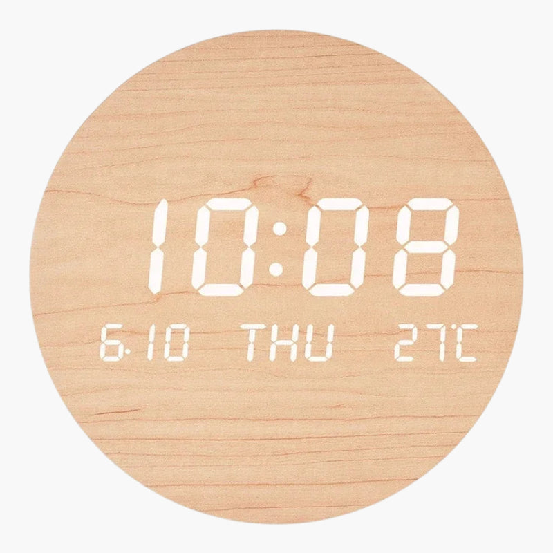 Horloge numérique murale design Bois Clair
