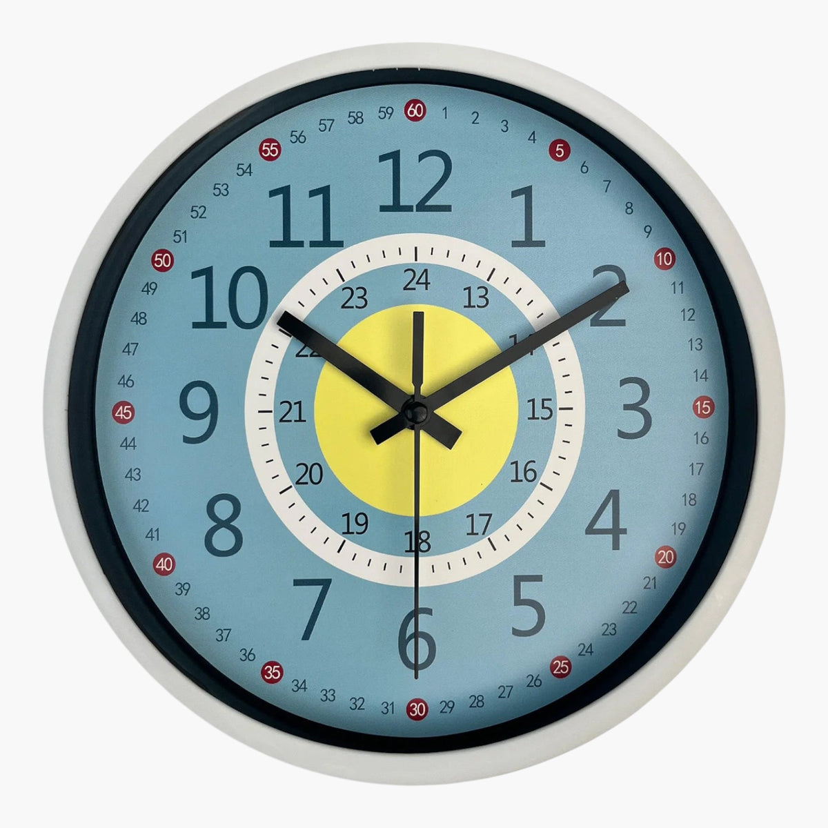 Pendule murale apprentissage bleu jaune 20 cm