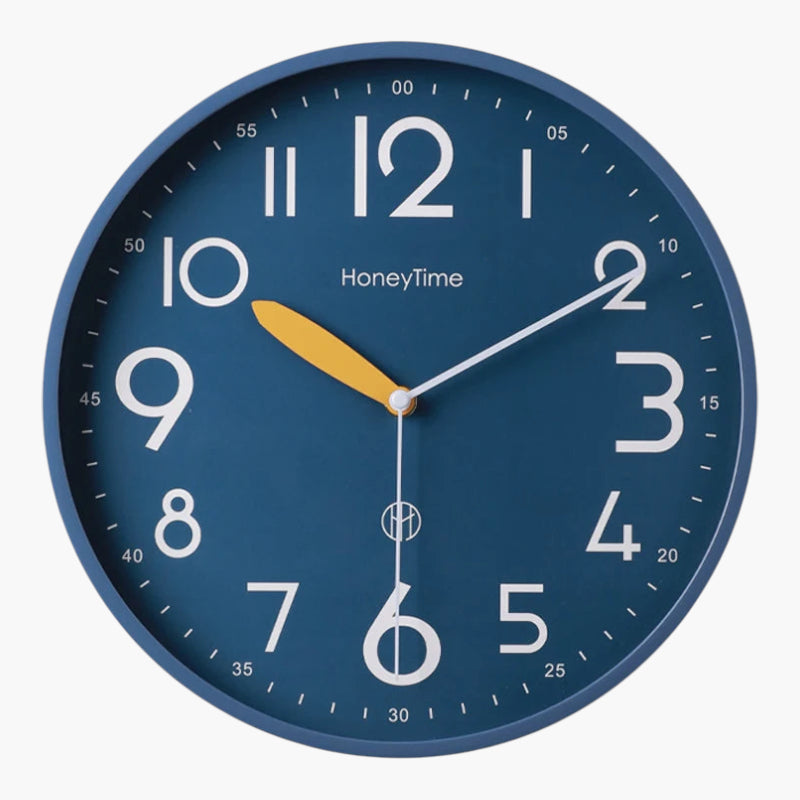 Pendule murale nordique cadran contrasté Bleu