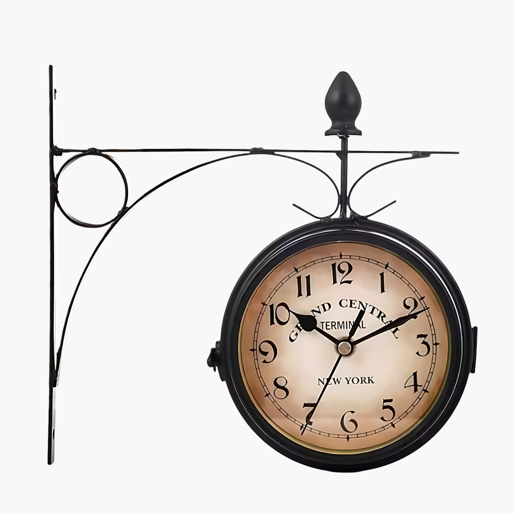 Horloge murale station new york Noir